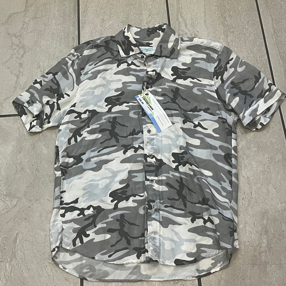 New Seaplane Shirt Mens Large Camo Cotton Vintage NWT